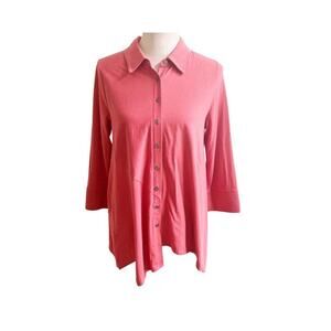 Soft Surroundings Santa Barbara Tunic Button Size Petite Small Coral Lagenlook